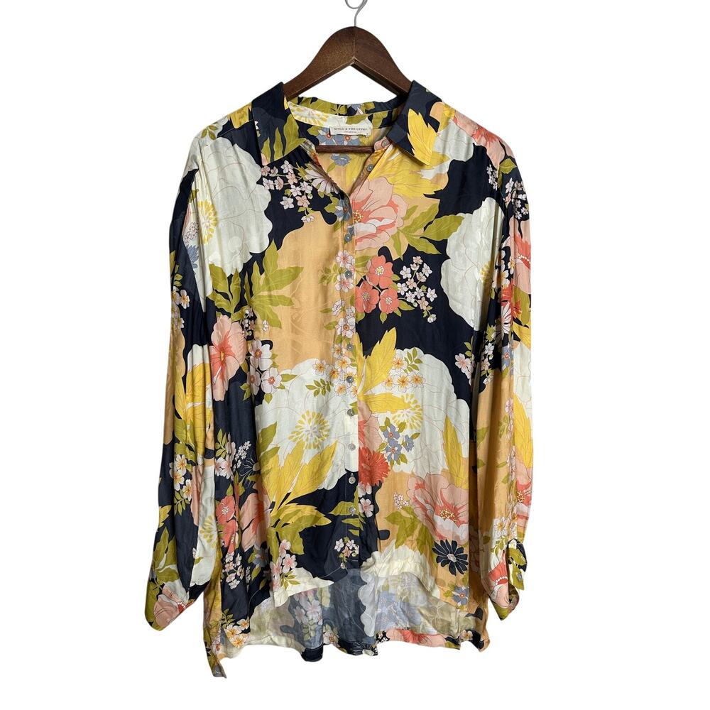 SPELL & The Gypsy Collective Tyler Shirt in Charcoal size M Floral Long Sleeve